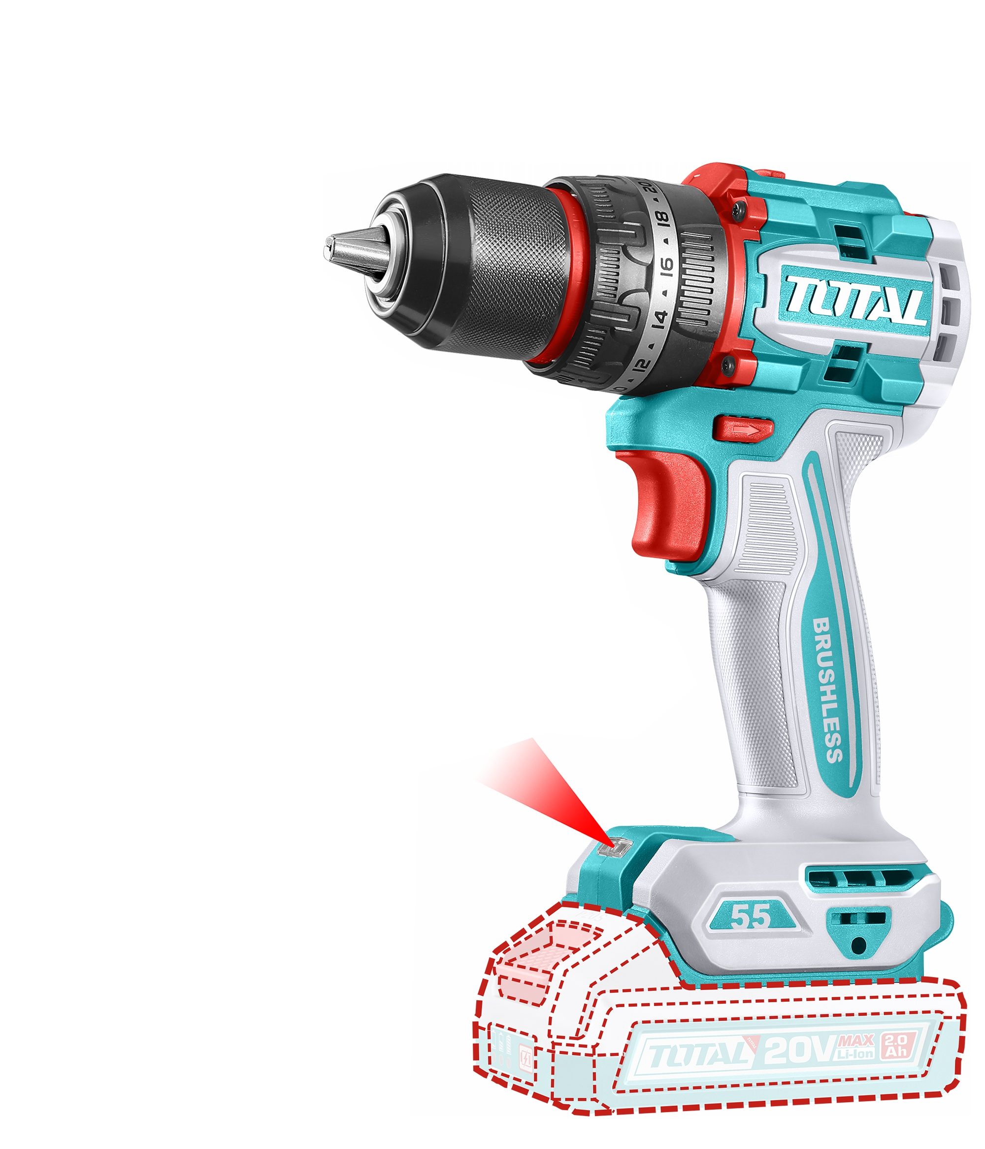 TIDLI20558 Total TIDLI20558 Compact Brushless Cordless Impact Drill 55Nm 20V - Image 1