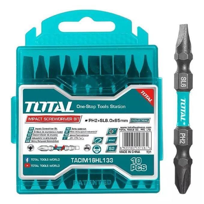 1 (7) Total TACIM16HL133 Impact Screwdriver bit PH2+SL6.0*1.0 65mm 10pcs/set - Image 1