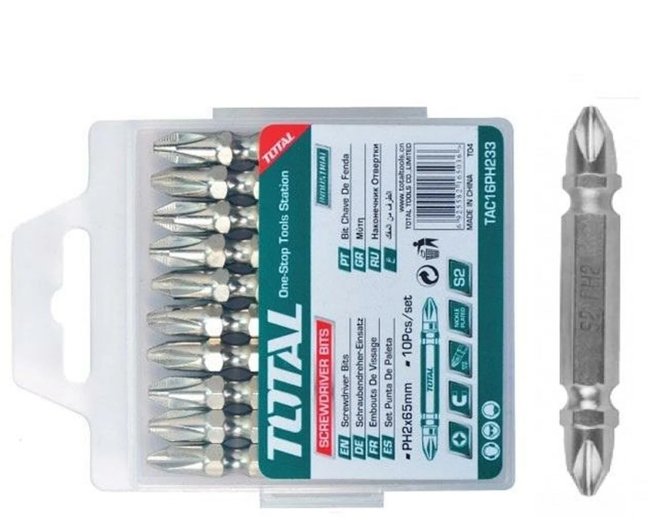 TAC16PH233 Total TAC16PH233 Screwdriver bits PH2, 65mm,10pcs/set Double end bits - Image 1