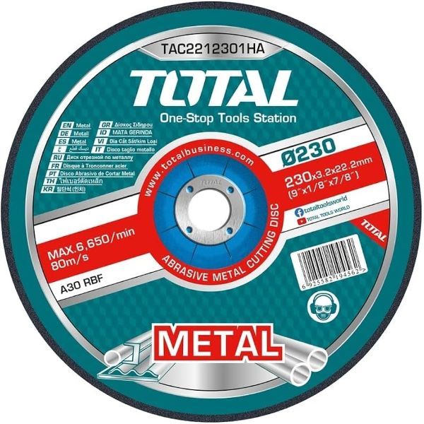 disc_1 Total TAC2162301 Abrasive metal cutting disc 230mm(9")X1.6mm-25pcs - Image 1